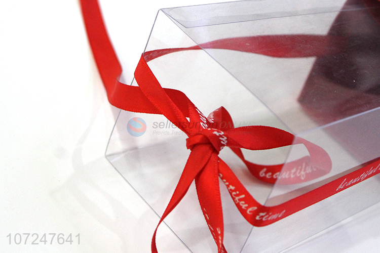 New style quadrangular pyramid paper packing box with ribbon