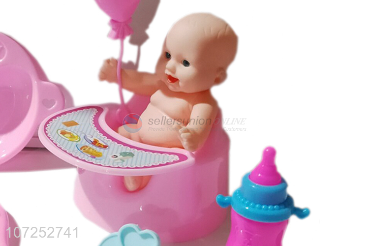Factory Sales Newborn Baby Doll With Dining Chair Toy Set