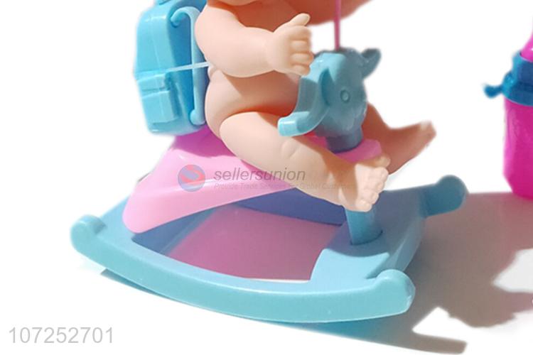 Premium Quality Vinyl Cute Baby Doll Toy Set With Rocking Chair
