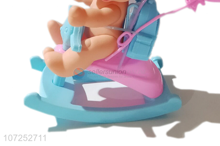 Unique Design Vinyl Cute Baby Doll Toy Set With Rocking Chair