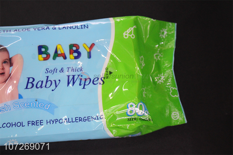 Best Sale 80Pcs Soft And Thick Fresh Scented Baby Cleaning Wipes
