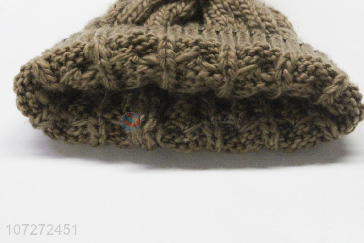 China manufacturer women winter fleece beanie hat knitted hat with pompom