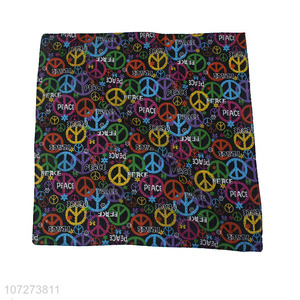 Best sale popular 100% cotton bandanas peace symbol printed square necklace