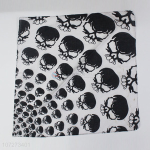 Good quality fashion skull printed face shield 100% cotton square bandana