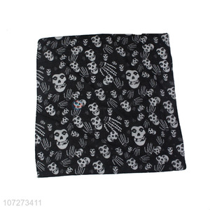 New design popular 100% cotton bandanas skull printed square necklace