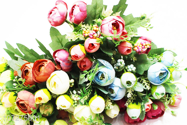 High Quality Silk Cloth Flower Buds Colorful Artificial Flower