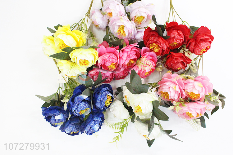 Professional supply decorative bicolor artificial peony silk cloth flower