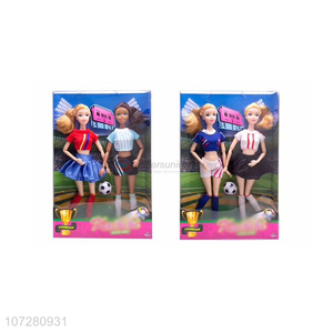 High Quality 12 Joints Solid Body Soccer Girls Doll Set Toy