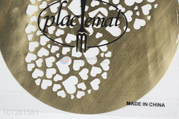 Popular products delicate gold hollow pvc placemat for western restaurant