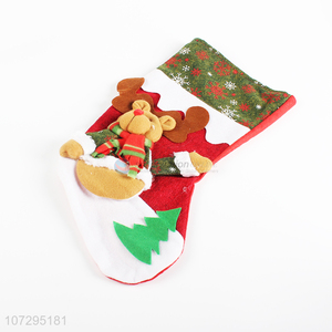 Yiwu Direct Sale Elk Christmas Stocking Decoration Gift Bag