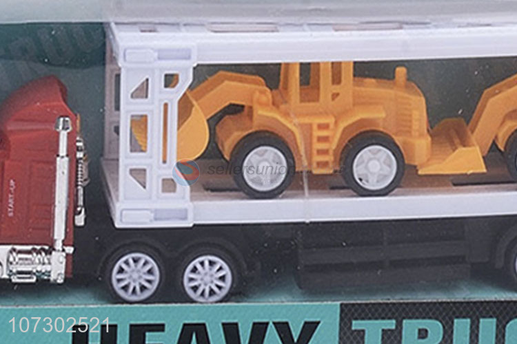 Top Selling Childrens Gift Plastic Inertia Heavy Trailer Truck Toy Carrying Engineering Vehicle