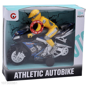 Most Popular Plastic Toy Inertial Athletic Autobike Toy With Light And Music