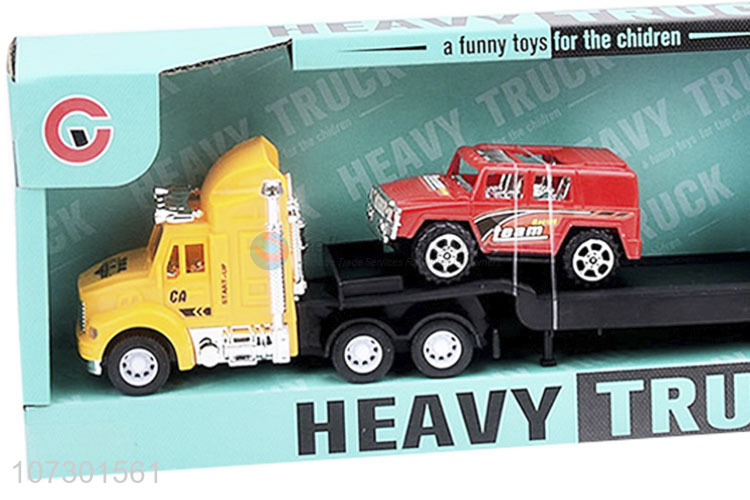 Personalized Popular Inertial Heavy Trailer Truck Toy With Two Cars For Kids