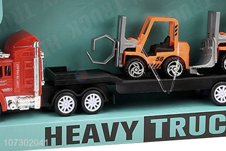 Promotional Inertia Heavy Trailer Truck Toy Set Kids Car Model Plastic Toy