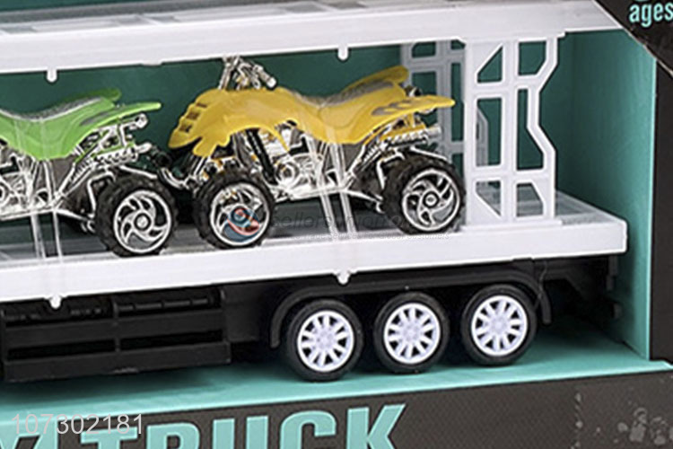 Wholesale Inertial Heavy Trailer Truck Toy Carrying Two Motorcycles For Kids