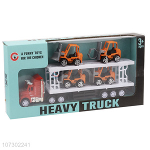 Cheap Kids Funny Toys Inertial Heavy Trailer Friction Truck Toy Set Carrying 4Pcs Engineering Vehicle