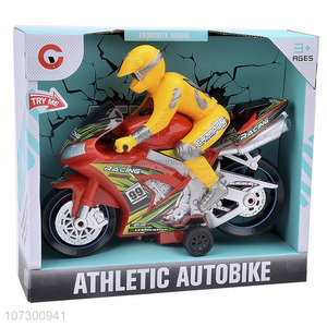 Promotion Plastic Inertial Athletic Autobike Toy With Music And Light For Childrens