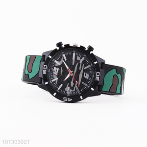 Cool Design Round Dial Silicone Watchband Men Watch