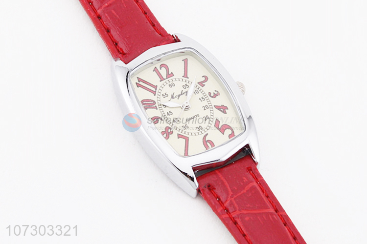 Hot Selling Red Watchband Rectangular Dial Watch For Women