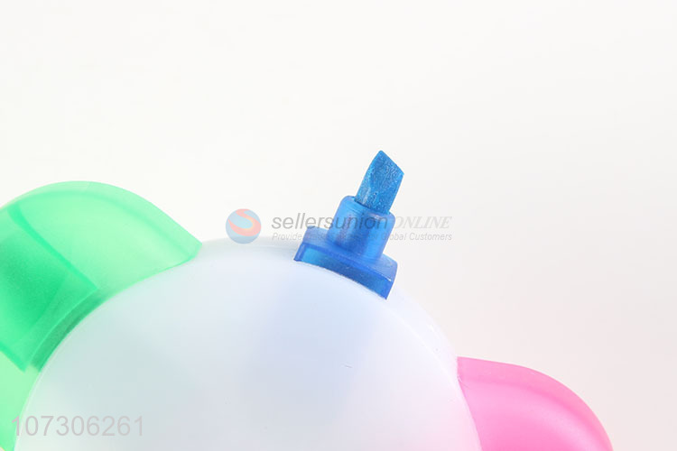 High quality 5-in-1 flower shape plastic highlighter fluorescent pen