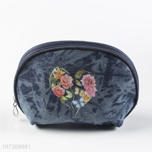 Best quality denim fabric ladies purse women wallet