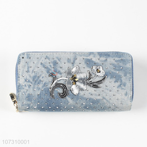 Wholesale price personalized ladies denim wallet clutch bag