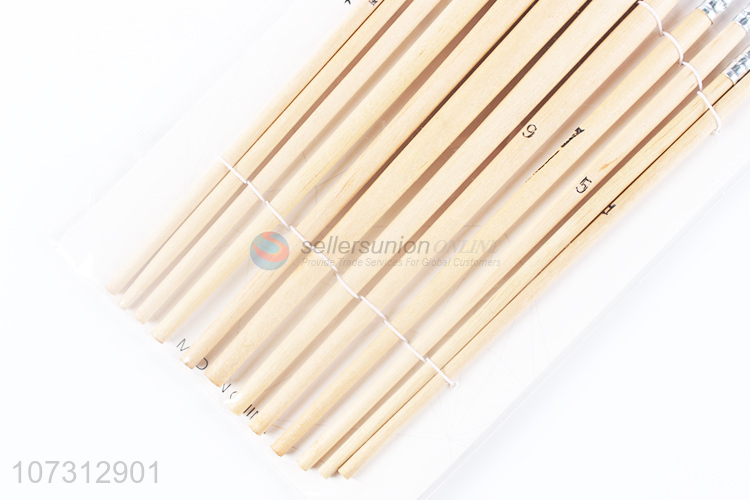 Superior quality art tools 12pcs wooden handle watercolor painting brush oil paintbrush