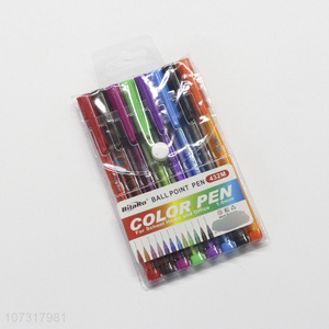 Hot selling 8 colors 1.0mm plastic ball-point pens for school and office