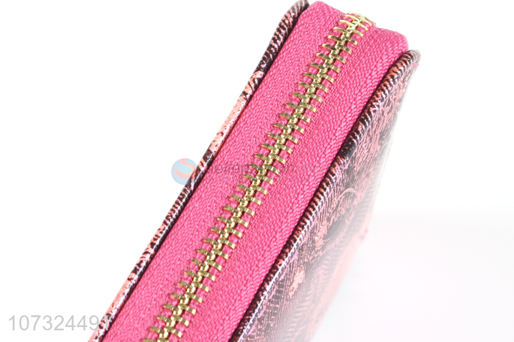 Superior quality fashion long women zipper purse semi-pu wallet