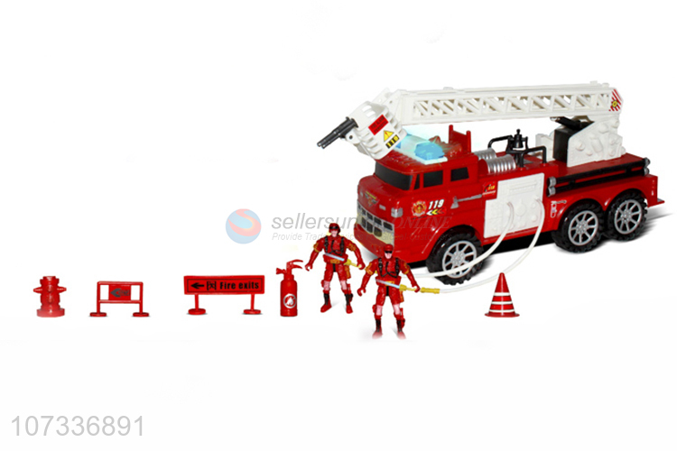 Best Sale Plastic Helicopter Ambulance Inertial Ladder Fire Truck Toy Set