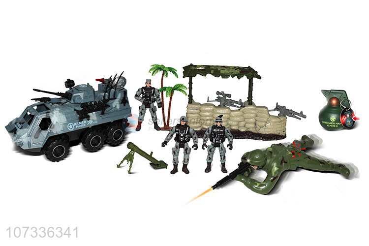 New Design Sound-Light Grenade/Soldier Armored Car Torpedo Bomber Fighter Play Set