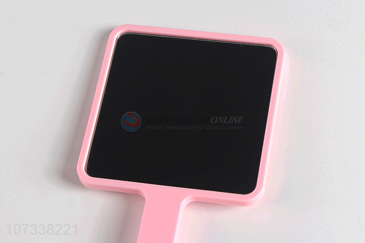High Quality Square Cosmetic Mirror With Pink Handle