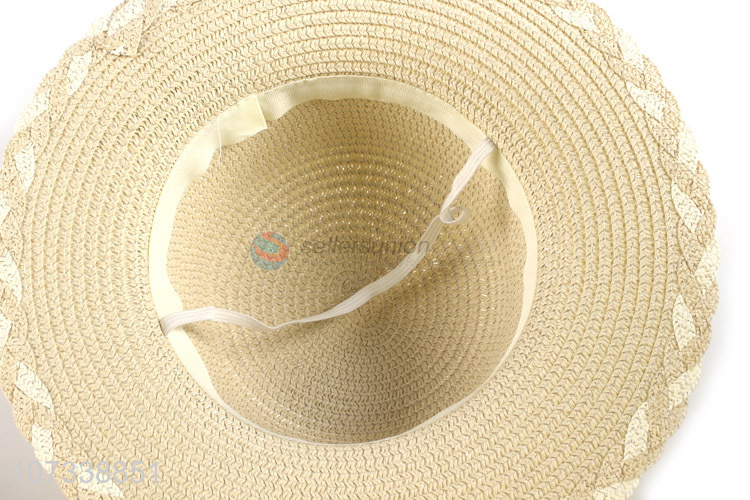 Hot Style Summer Children'S Sun Protection Straw Hat With Bowknot Flower