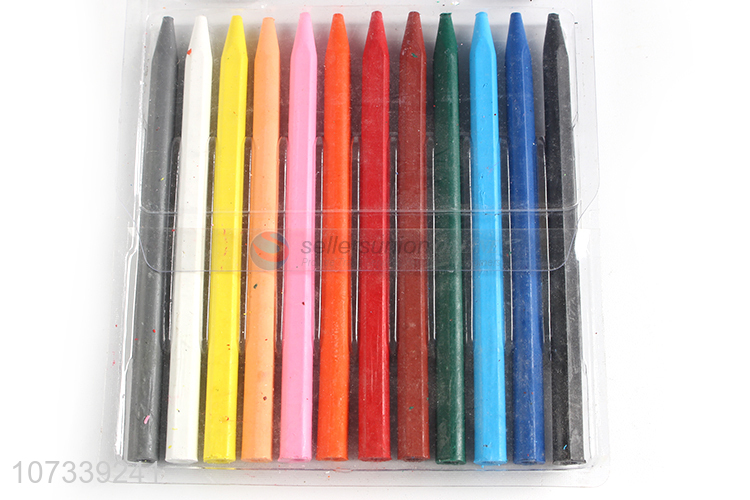 Hot Selling 12 Colors Plastic Crayon Kids Drawing Pen