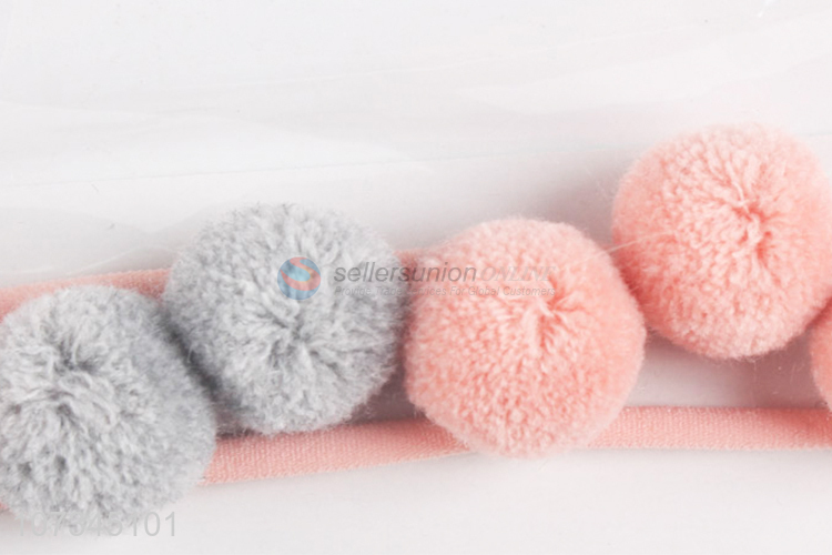 Popular design infant baby pompom hairbands girls headbands