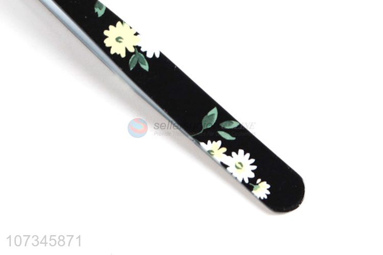 Custom Flower Pattern Stainless Steel Eyebrow Tweezers For Sale