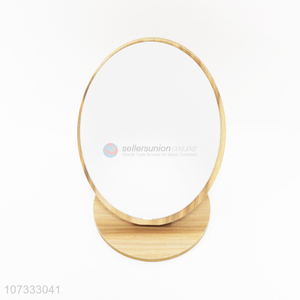 Custom Oval Desktop Makeup Mirror With Wooden Frame