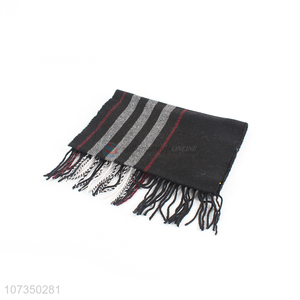 Hot sale British style winter men polyester knitting scarf with tassels