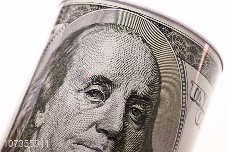 Creative design US dollar printed tin money box iron piggy bank