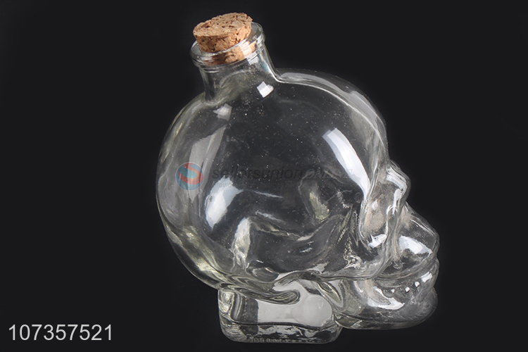 Creative desgign skull shape glass candy jar glass cookie container