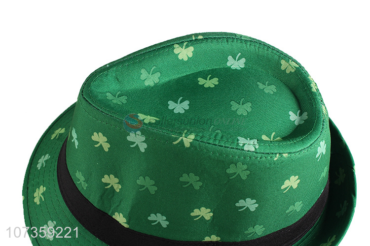 Hot Selling Clover Pattern Fedora Hat Colorful Billycock