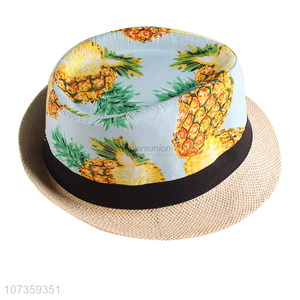 Fashion Pineapple Pattern Billycock Summer Fedora Hat