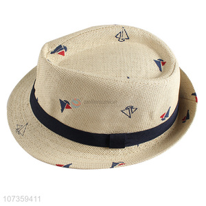 New Design Straw Fedora Hat Decorative Sun Hat