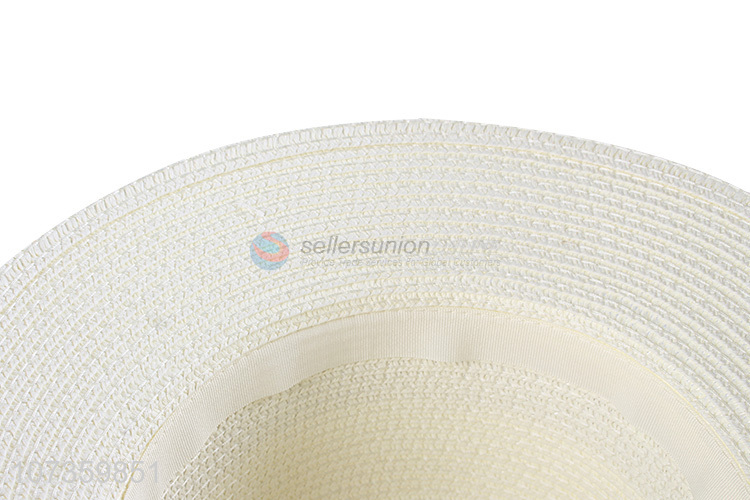 Wholesale Straw Round Cap With Colorful Cap Ribbon