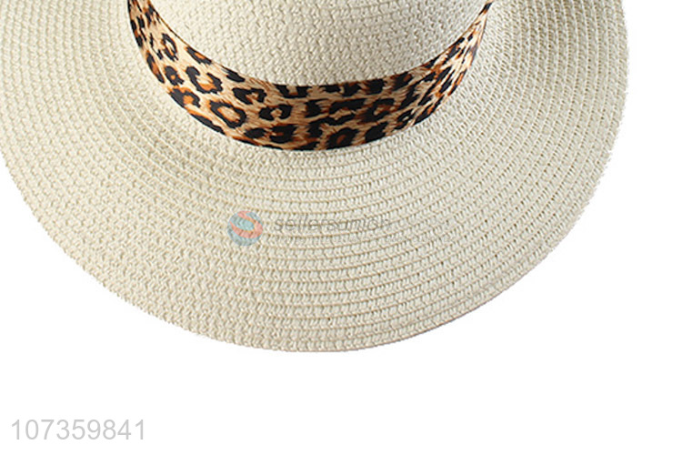 Custom Summer Straw Beach Hat With Cap Ribbon