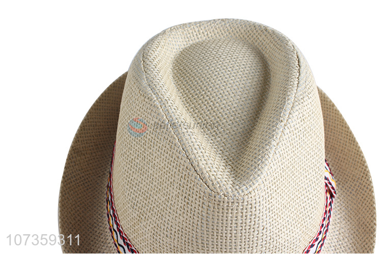 Custom Straw Fedora Hat Breathable Billycock Hat