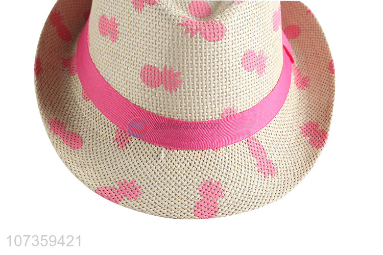 Popular Pineapple Pattern Sun Hat Breathable Fedora Hat