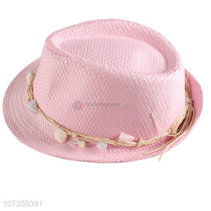 Custom Pink Straw Fedora Hat Fashion Sun Hat