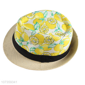 Delicate Design Fruit Pattern Fedora Hat Straw Hat