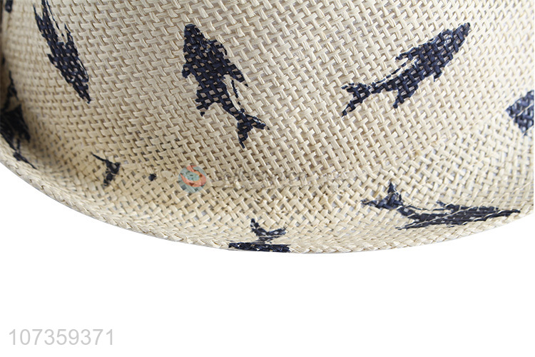 Good Quality Shark Pattern Straw Hat Billycock Casual Sun Hat